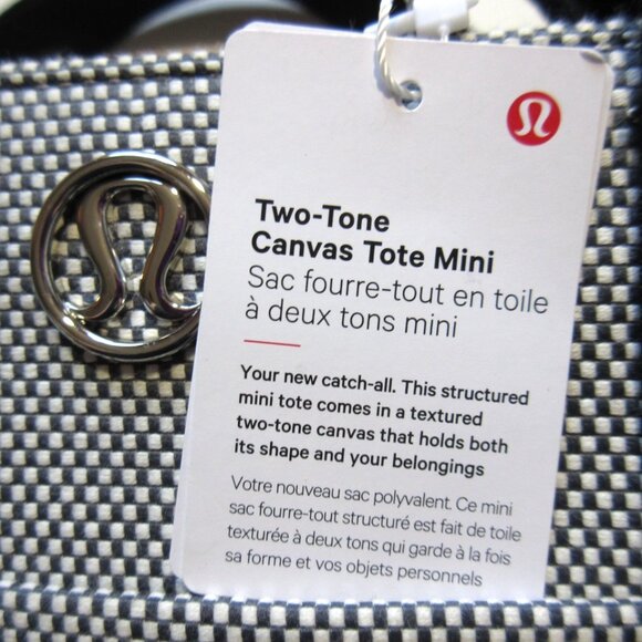 RARE Lululemon Mini-Canvas Tote Bag 4.5L Anchor Ivory Black Two-Tone NWT - Picture 9 of 11